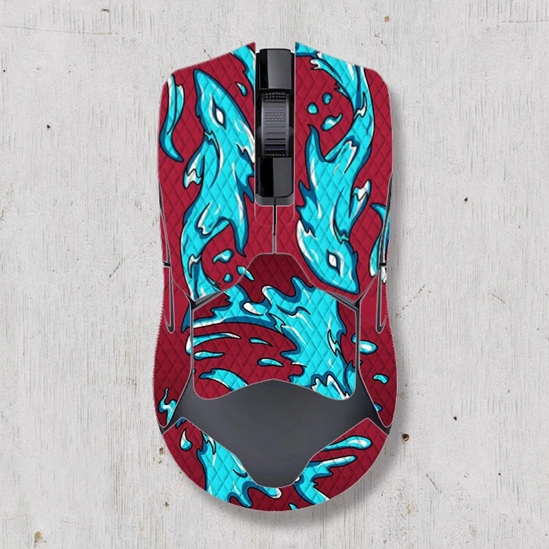 souris gamer antidérapante adhésive caoutchouc graphique moderne noir rouge bleu