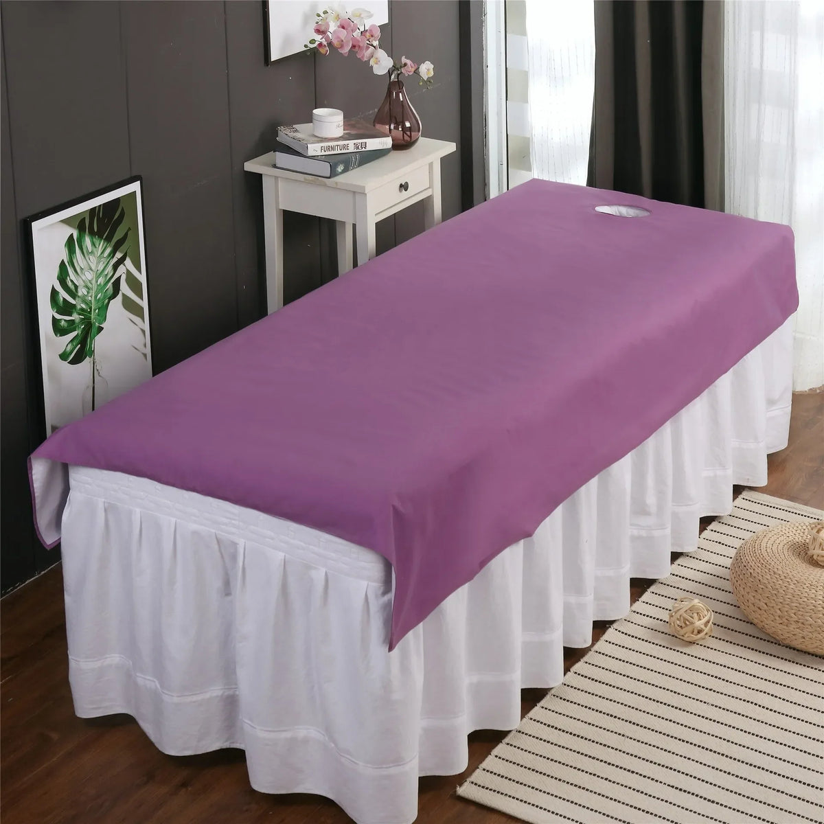 drap plat imperméable sans motif blanc simple lit adultes polyester