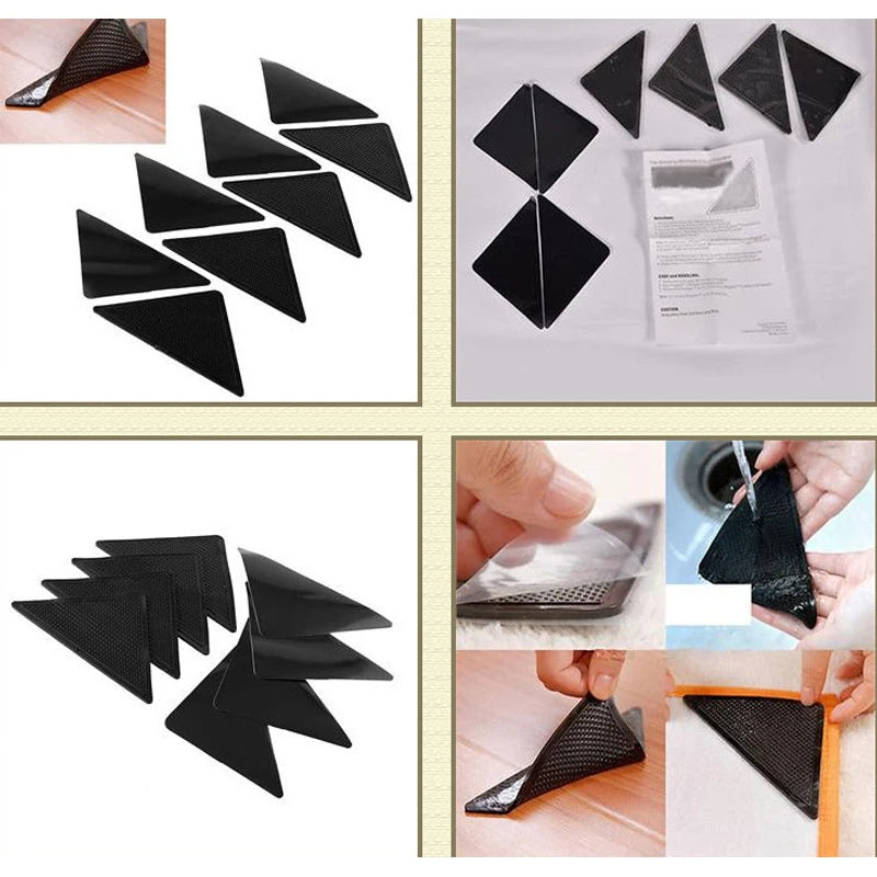 protections d'angle triangulaires adhésives tapis meubles antislip noires grises minimalistes 12pcs poils longs alvéolées