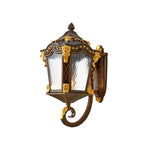 lampe murale éclairage extérieur moderne classique verre moulé texture dorée hydrofuge é27 led noir
