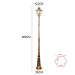 lampe rue élégante dorée vintage détails sculptés base octogonale ip65 led industrielle