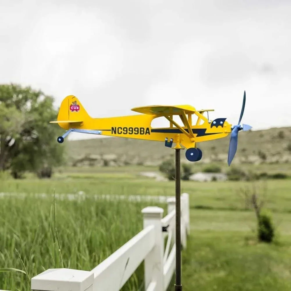 décor extérieur avion métal jaune classique vintage tringle métallique vent souffle jardinextérieur durable météo