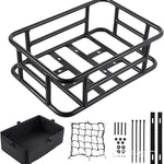 panier vélo noir robuste étanche filet transparent intérieur rembourré acier fixations porte bagage