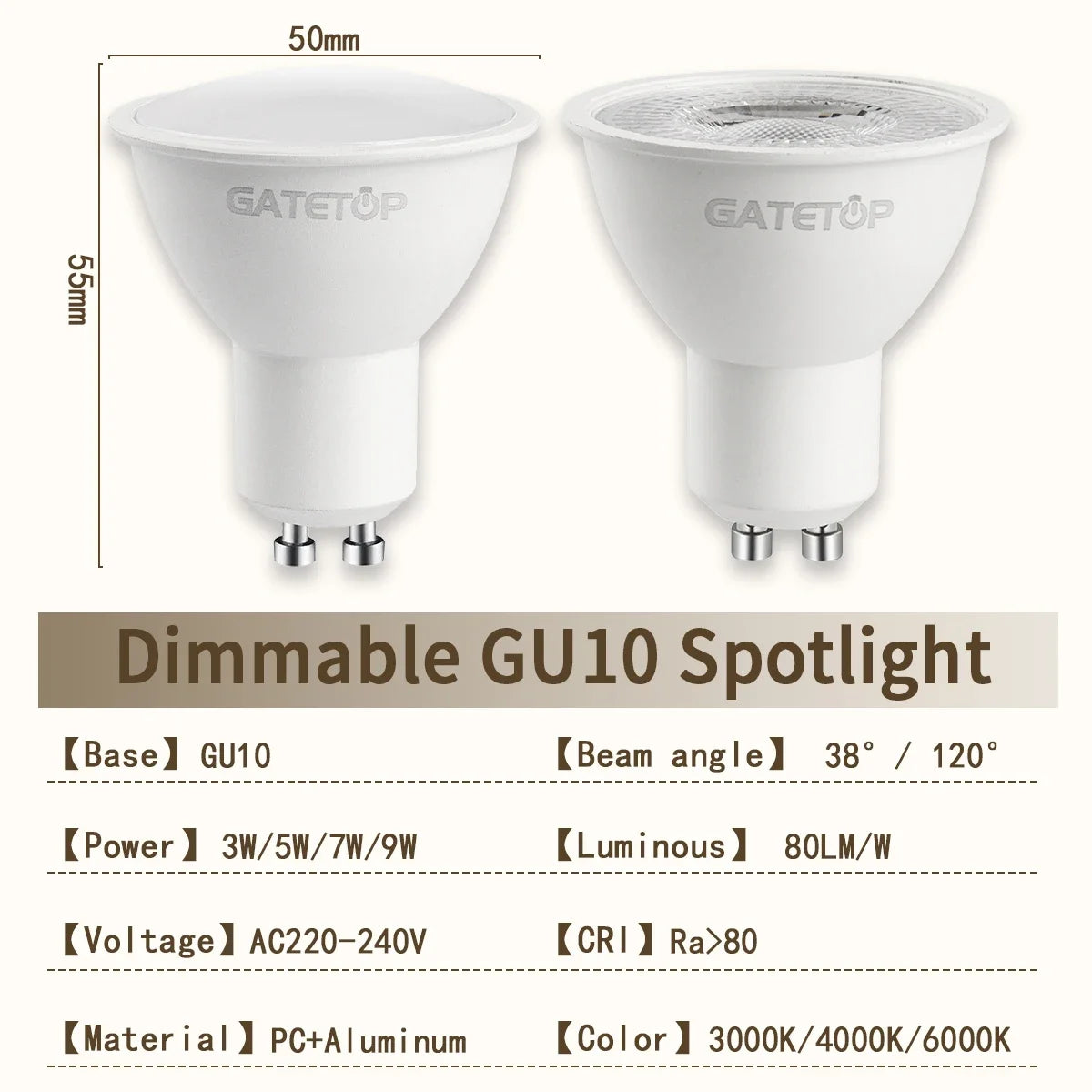 ampoule led gu10 blanc moderne rail éclairage intérieur maison chambre salon projecteur 50w