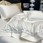lit parure blanc moderne bordure décorative ultra doux 100 coton pièces drap housse taies