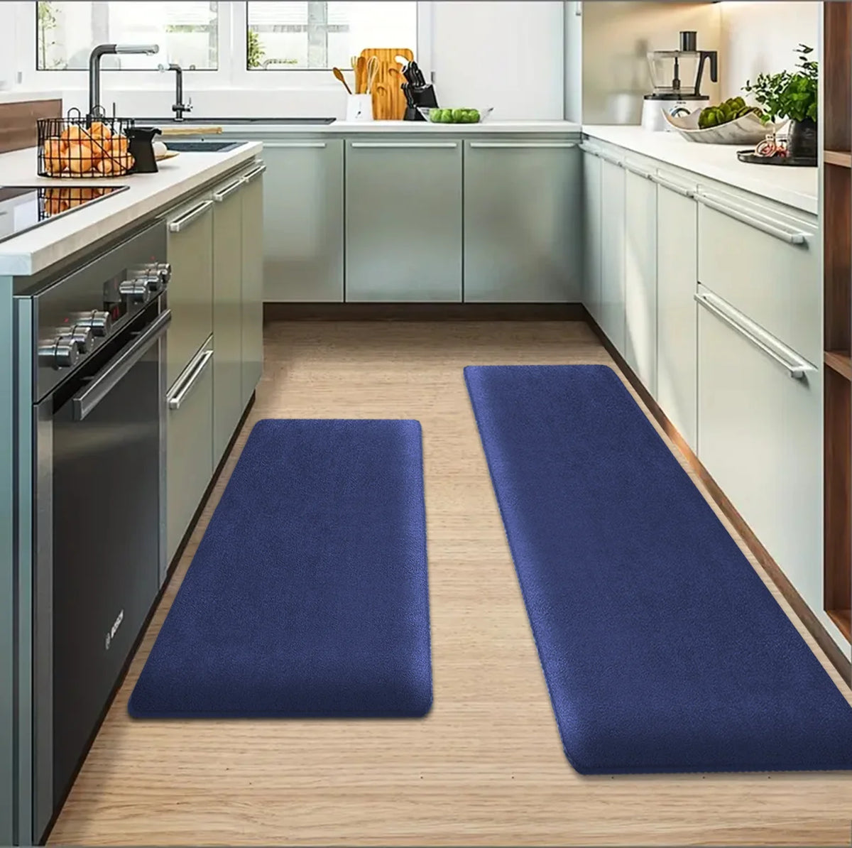 tapis sol antidérapant polyester gris foncé velours moderne cuisine salon 80cm 50cm