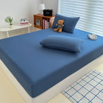 drap housse lit simple double king queen coton polyester rose clair uni moderne antidérapant