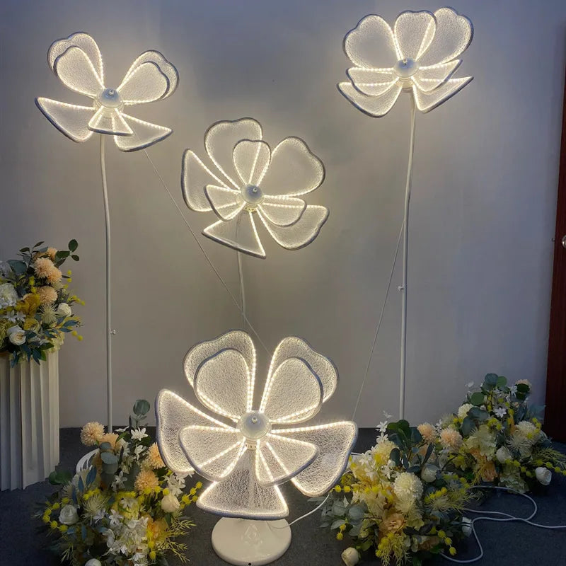 décoration mariage fleurs artificielles lumineuses soie blanches jaunes ornement intérieur