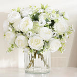bouquet fleurs artificielles pivoine moderne blanc rose bleu clair mariage anniversaire décoration extérieureintérieur