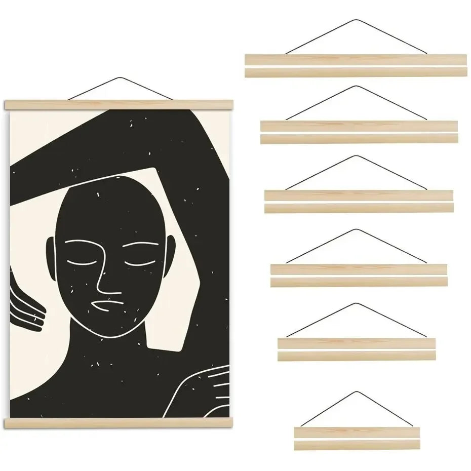 cadre bois moderne affiche photo suspension noir blanc 20cm 30cm 40cm 50cm