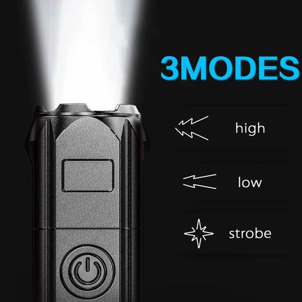 lampe torche noire rechargeable 250 lumens zoom moderne camping 100 200mètres certifiée usb