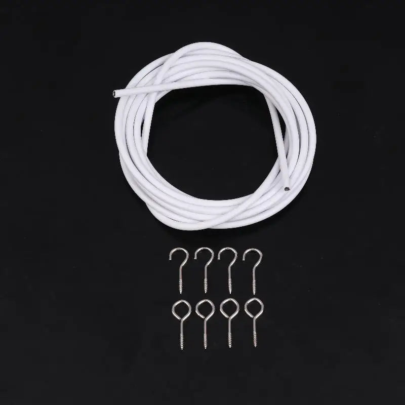rideaux modernes kit cordon polyester crochets chevilles blanc argenté minimaliste