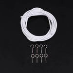 rideaux modernes kit cordon polyester crochets chevilles blanc argenté minimaliste