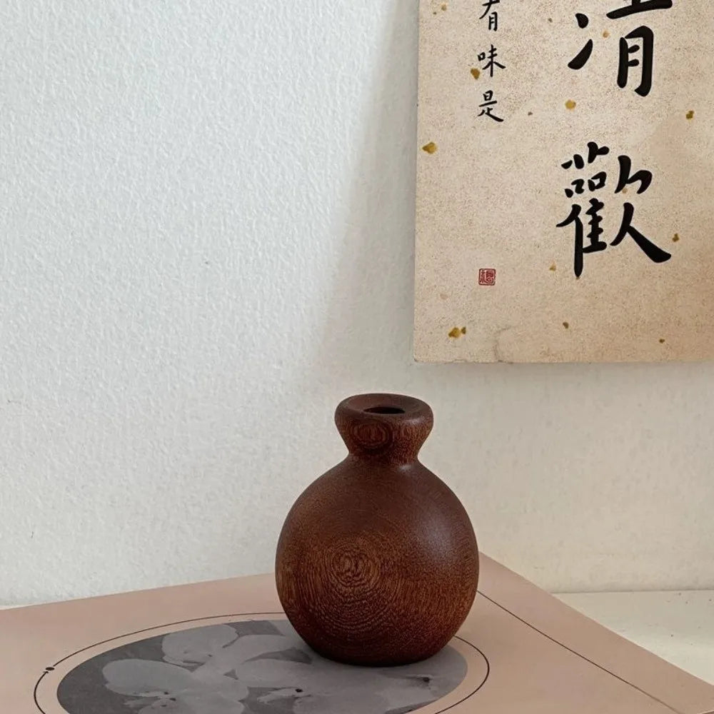 vase bois marron minimaliste décoration table maison marguerites coton rustic japonais