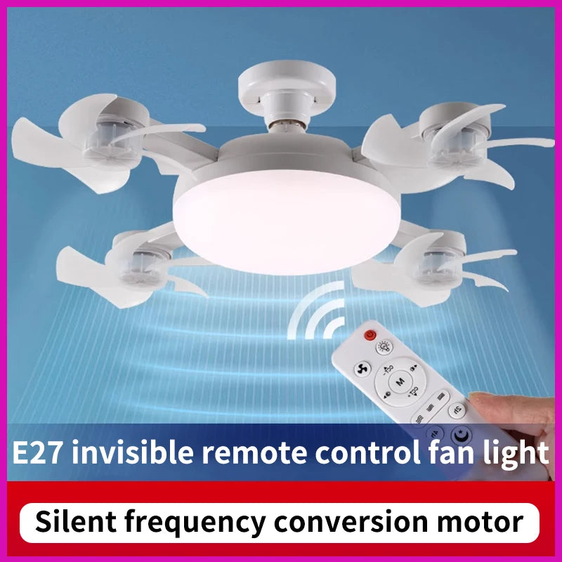 ventilateur blanc moderne télécommande lampe e27 3000k 3500k 6000k