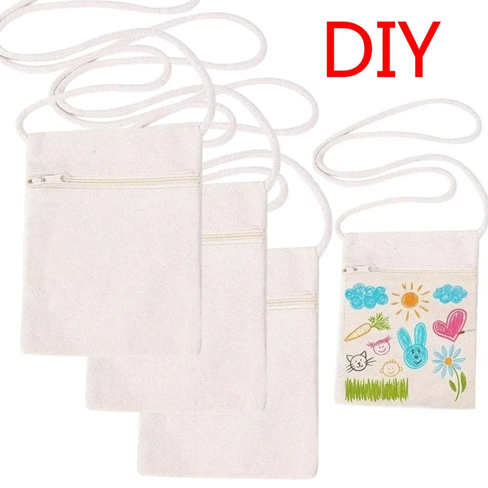 sacs bandoulière blancs motif enfantin poche zippée amovible 17cmx13cm sacs diy loisirs créatifs sacs