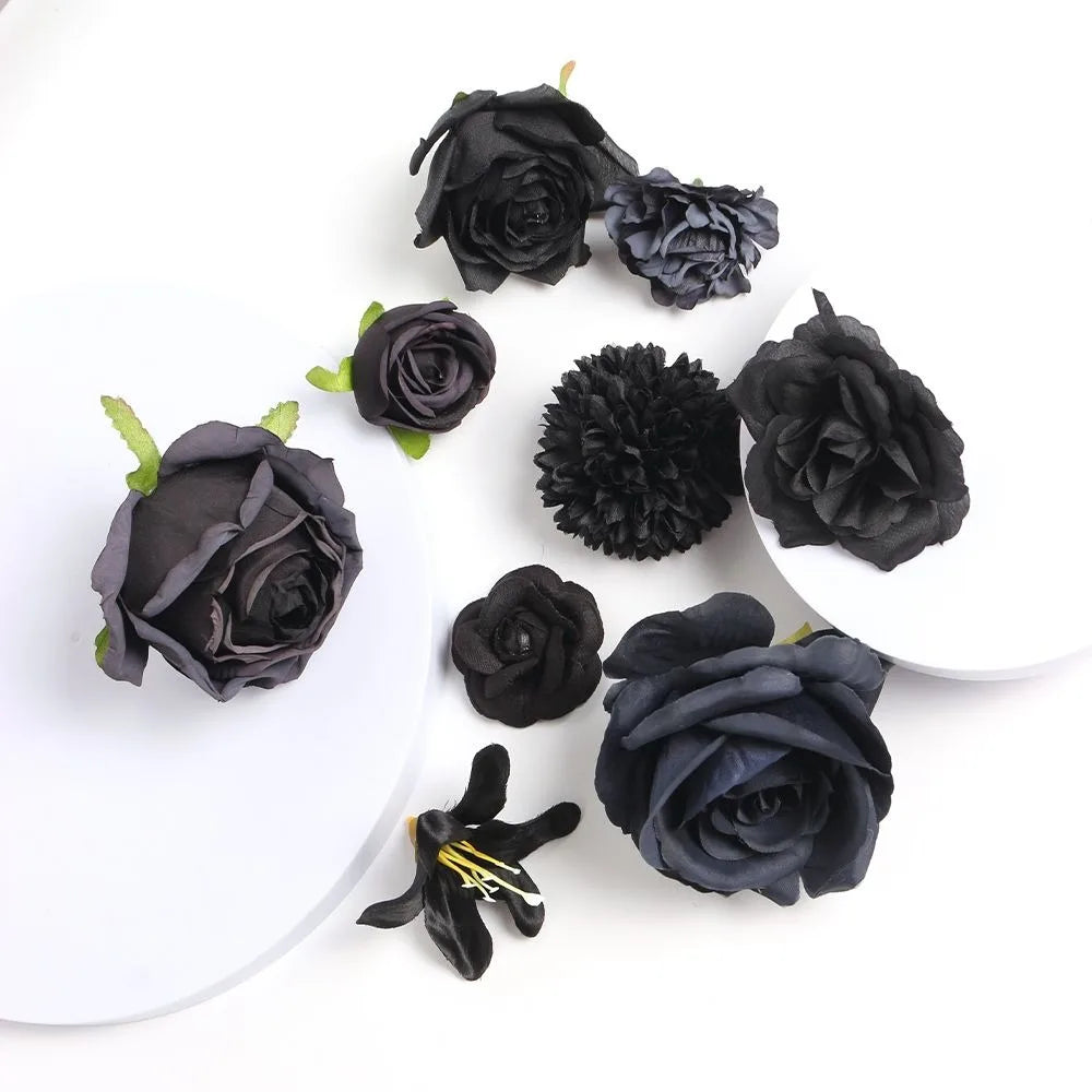 fleurs artificielles noires roses pivoines classiques intérieures décoration anniversaire baby shower événements