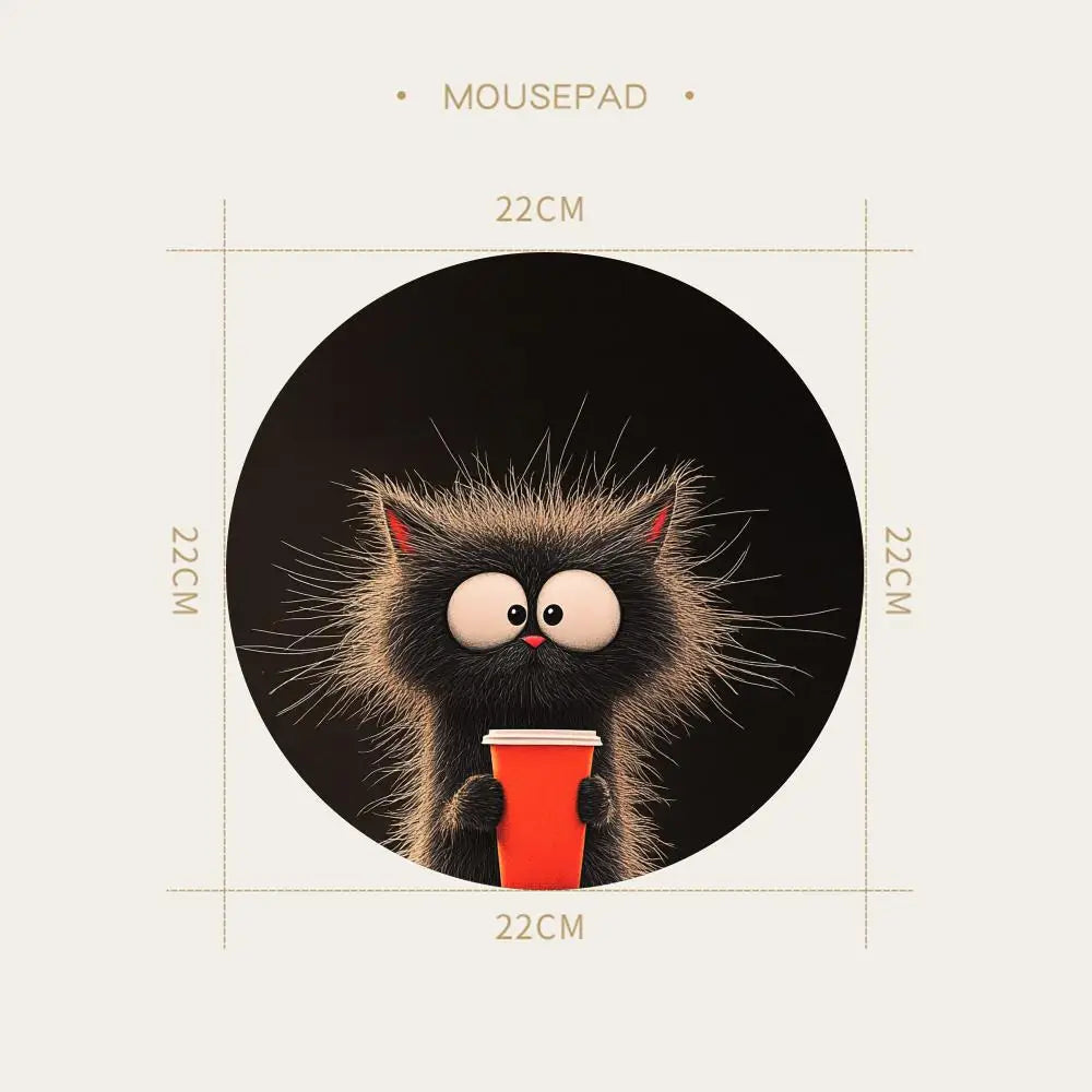 tapis souris chat noir tasse dessin animé 22cm 22cm antidérapant caoutchouc durable