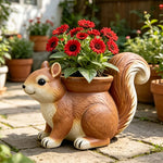 pot fleurs forme écureuil marron fleurs décor animalier extérieur jardins balcon