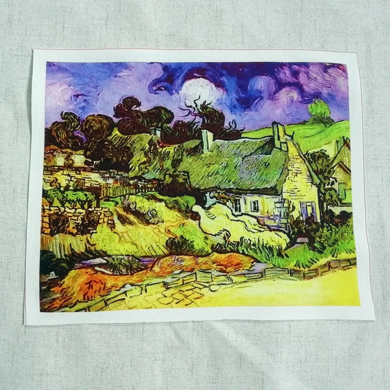 tissu coton lin hand dyed peinture huile van gogh rapide respirant craft scrapbooking patchwork