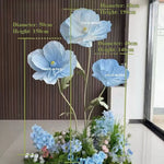 décoration mariage fleurs artificielles papier bleu rose violet jaune extérieur champêtre
