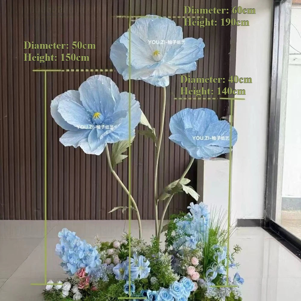 décoration mariage fleurs artificielles papier bleu rose violet jaune extérieur champêtre
