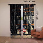 rideau noir guitares haut parleurs americain polyester moderne graphique 100cm 200cm