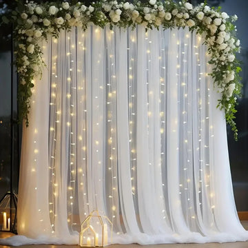 rideau tulle blanc transparent decor romantique lights usb anniversaire mariage deco eventuelle