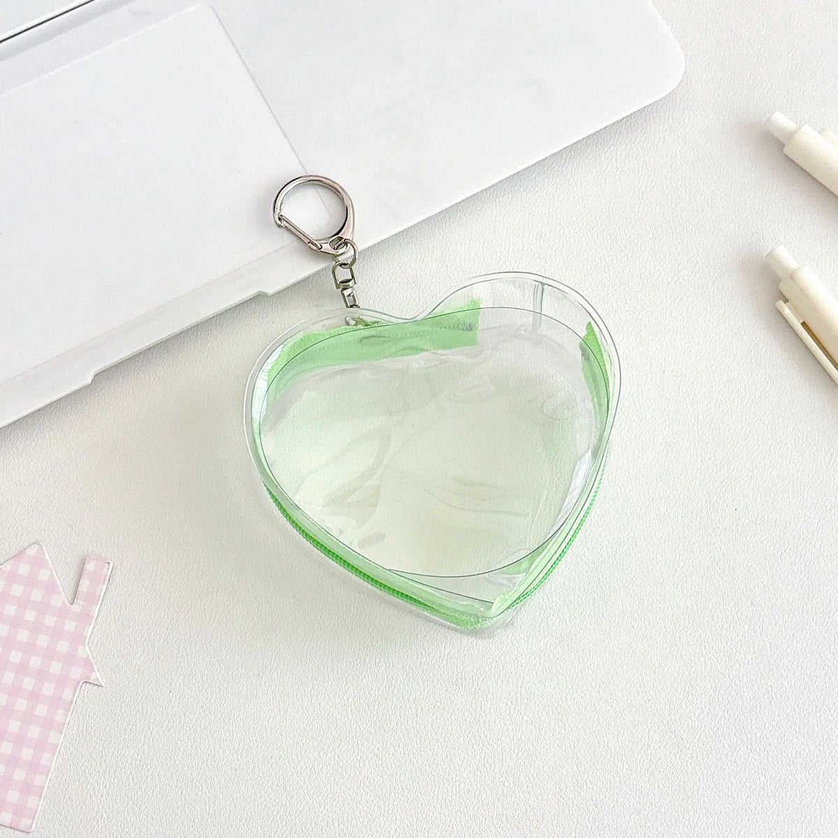 boîte transparente pvc marbrée coeurs plastique anneau métallique rangement poupées couleurs transparentes moderne minimaliste