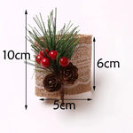 porte serviettes decoratifs burlap dentelle noel branches sapin pommes rouges cones pin festive rustic