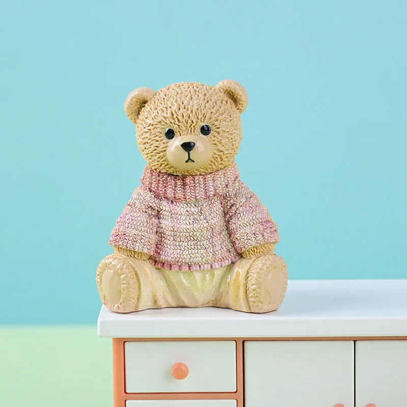 figurine résine ours peluche moderne détaillée couleur multiple décoration jardin anniversaire accessoire diy