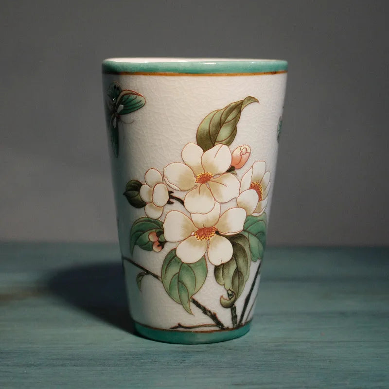 ensemble produits salle bain céramique blanc floral tasses porte savon distributeur savon porte brosse