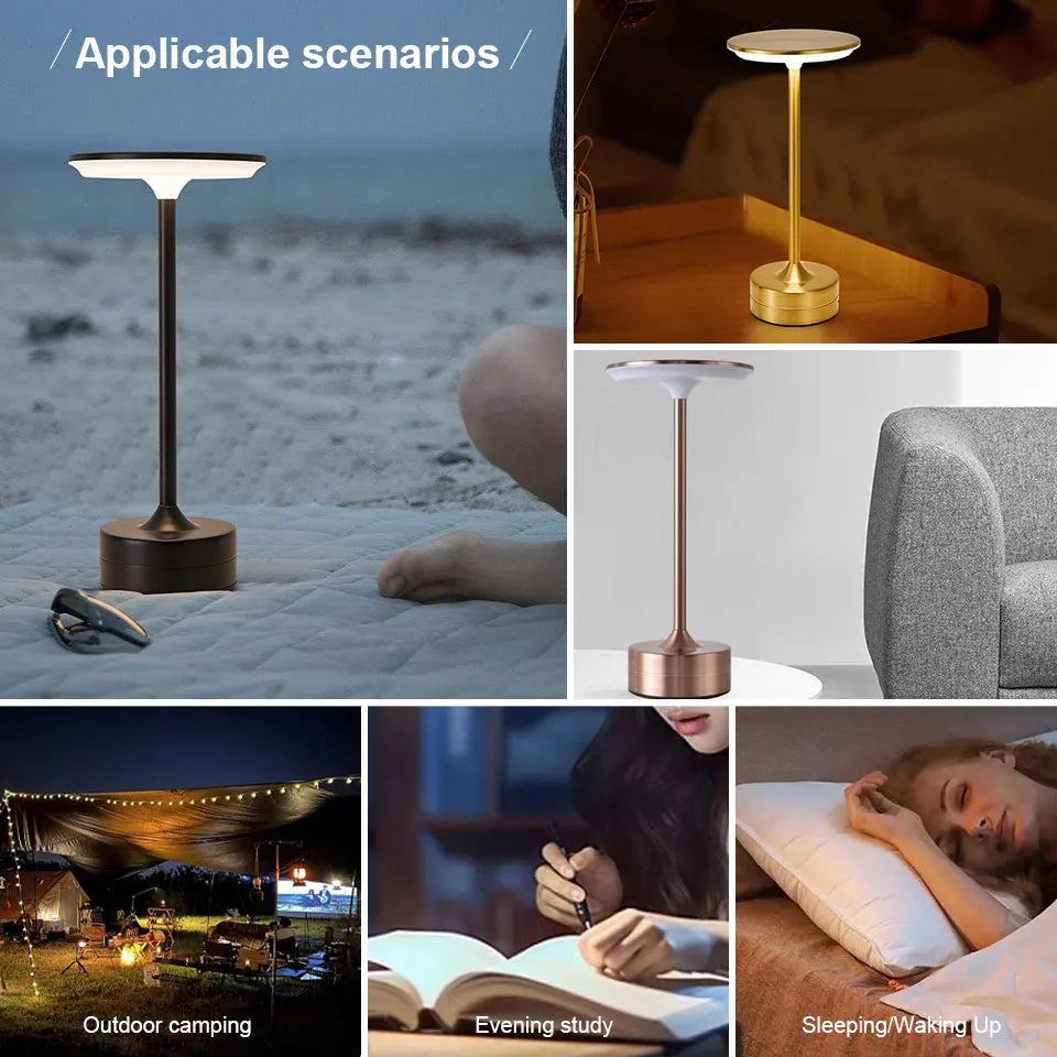 lampe table rechargeable or bronze noir tactile usb moderne minimaliste
