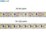 ruban led blanc 60 leds mètre adhésif moderne ip65 étanche 5v 50000 heures