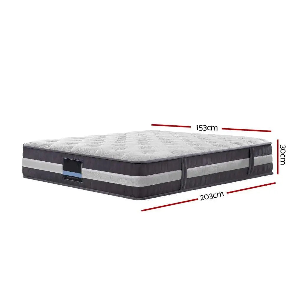 matelas ressorts ensachés 30cm moelleux mousse haute densité tissu floral moderne gris blanc