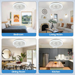 ventilateur led moderne sans pale blanc minimaliste télécommande lumineuses intégrées chambre salon