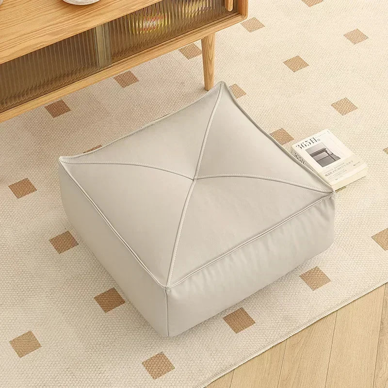 pouf moderne orange gris vert blanc mousse pu polyester coton imperméable amovible lavable