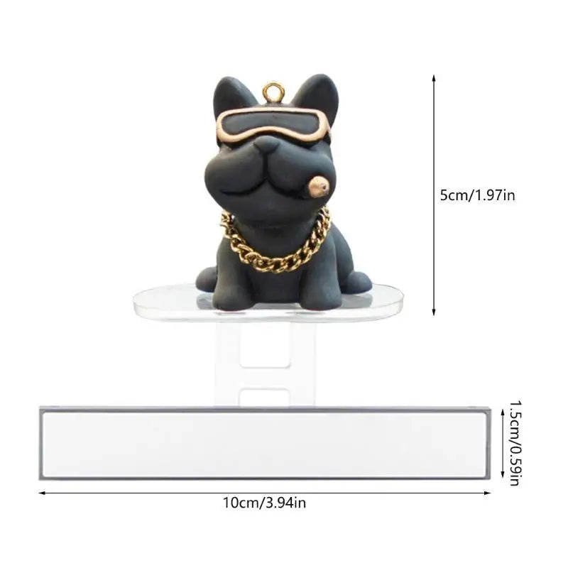 figurine chien rose bleu noir lunettes collier porte clés moderne transparent