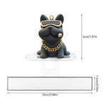 figurine chien rose bleu noir lunettes collier porte clés moderne transparent
