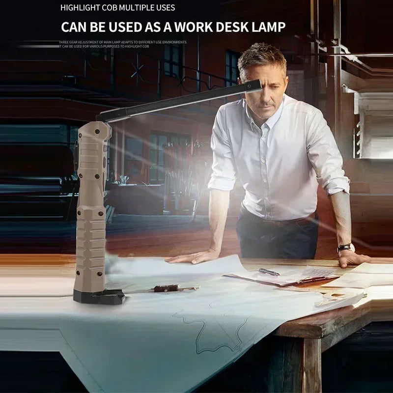 lampe travail rechargeable aimant forte lumière intense résistante choc texture antidérapante multifonction pratique