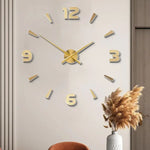 horloge murale moderne minimaliste quartz marron noir doré aiguille simple face unique