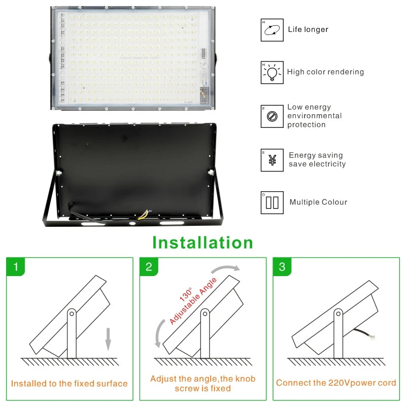 projecteur led 110v 220v 50w 100w 150w 200w noir blanc ip65 moderne