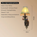lampe murale classique fer forgé tissu rouge vert bleu marron