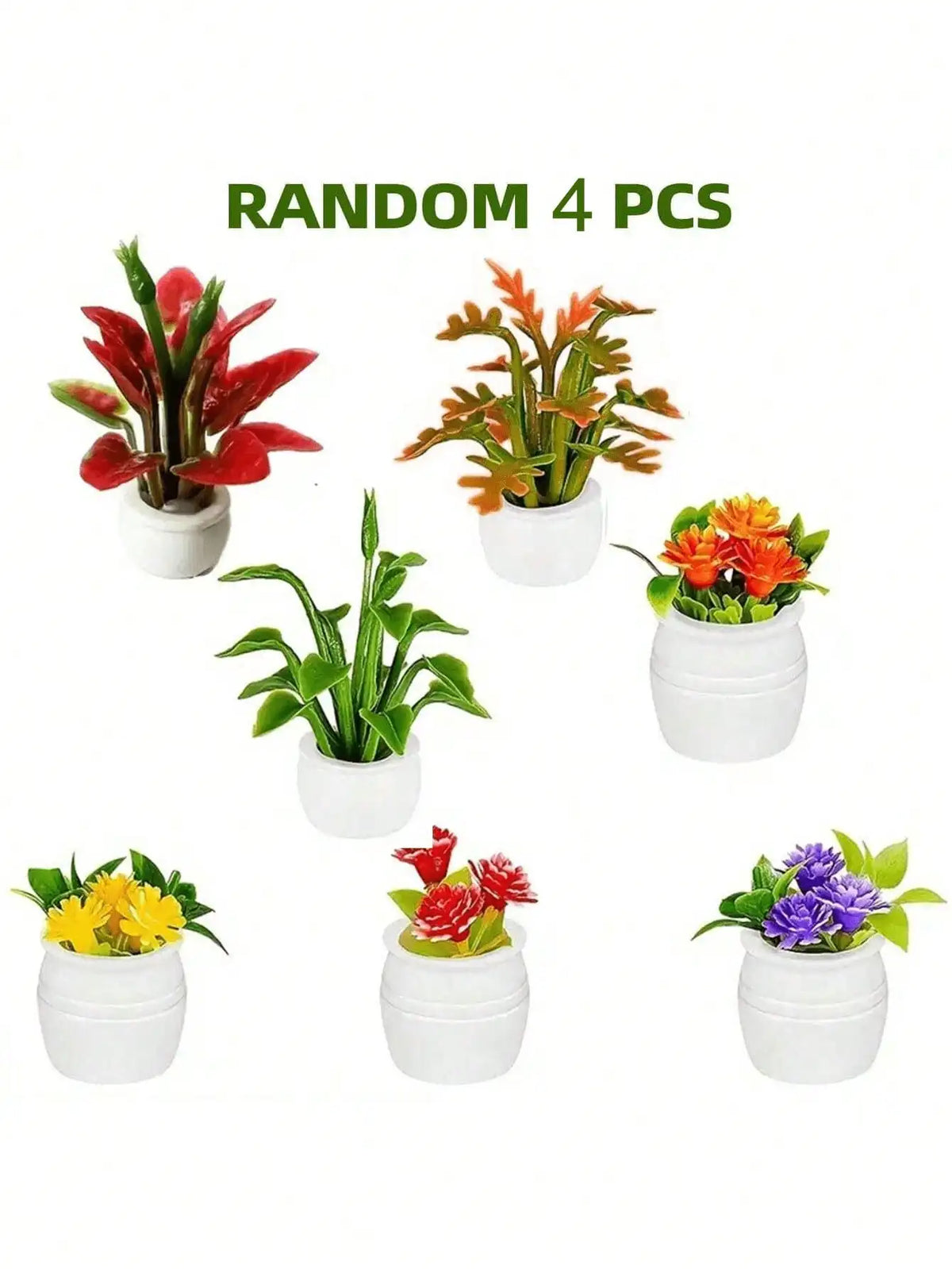 pots fleurs miniatures décoratives diverses couleurs rose orange jaune violet rouge vert blanc