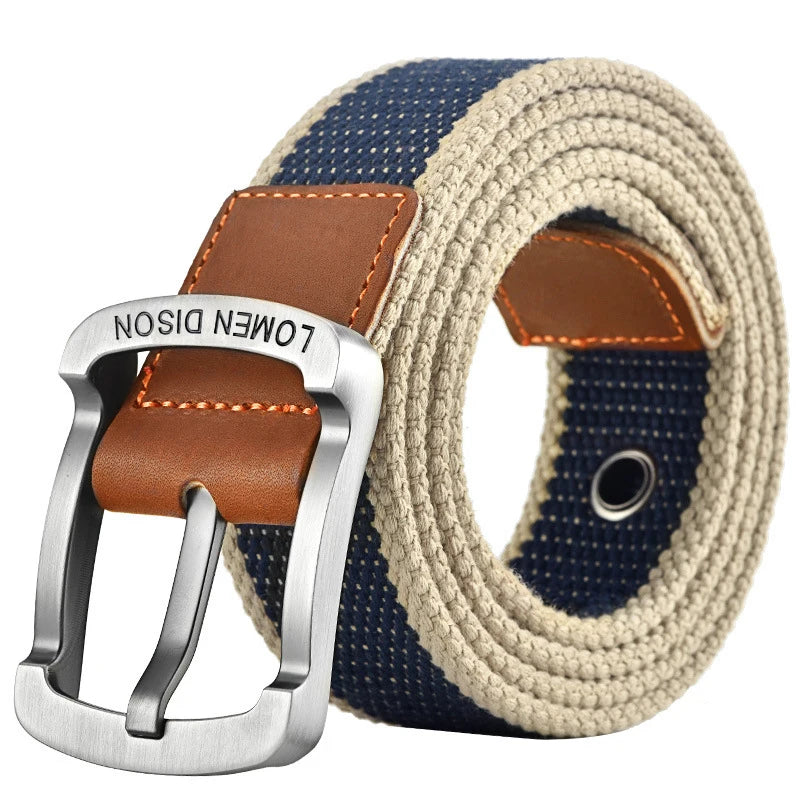 ceinture unisexe toile rayée beige marron décontracté boucle métalliqueOutdoor sports chasse ACCESSOIRES jeans