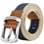 ceinture unisexe toile rayée beige marron décontracté boucle métalliqueOutdoor sports chasse ACCESSOIRES jeans
