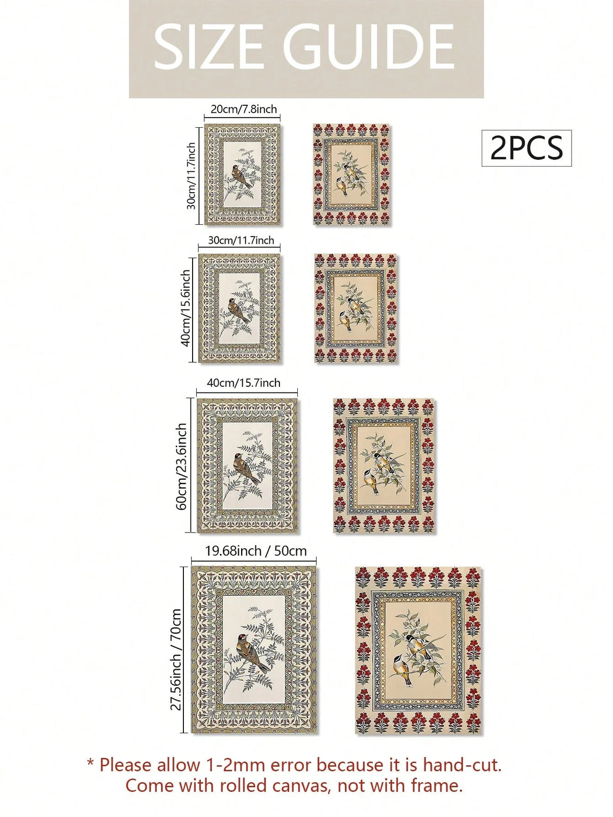 affiches imprimées oiseaux fleurs vintage classiques intérieur salon chambre 20x30cm 30x40cm 40x60cm 50x70cm