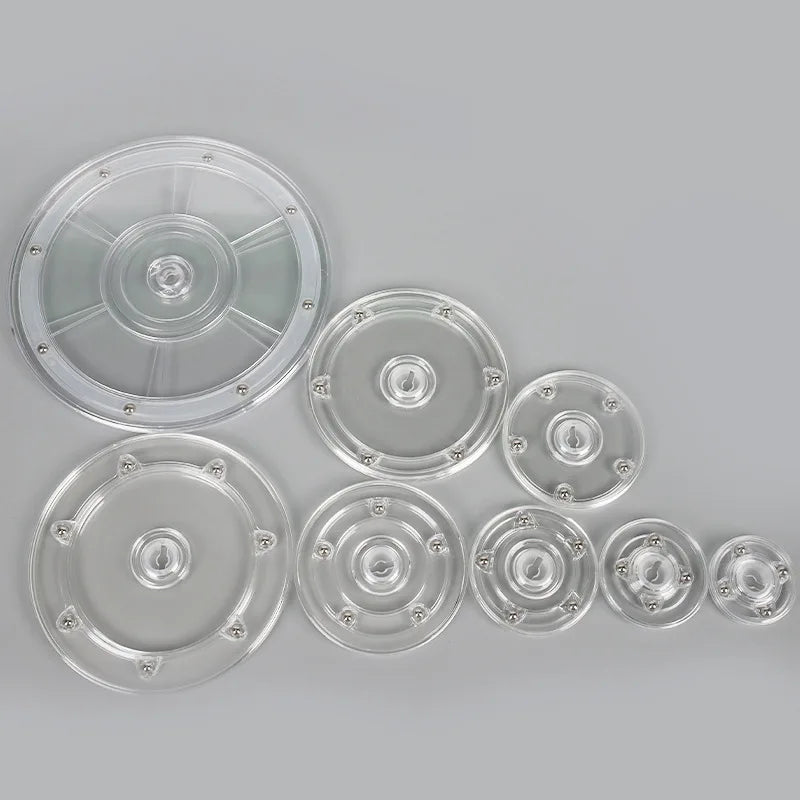 support pot transparent rotatif base ronde lazy susan plastique acrylique moderne fixations bijoux décoration