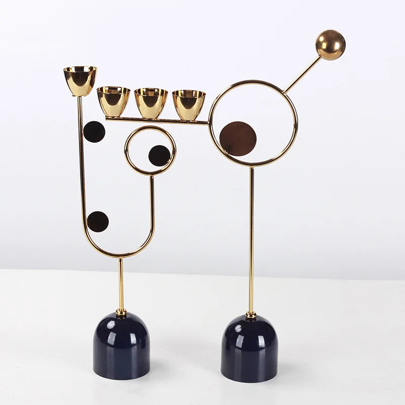 bougeoir moderne or noir circulaire chandelier décoration intérieure minimaliste porte chandelles métal alliage