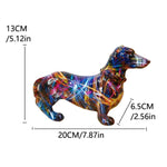statuette chien multicolore moderne graphique résine abstraite ornement animal
